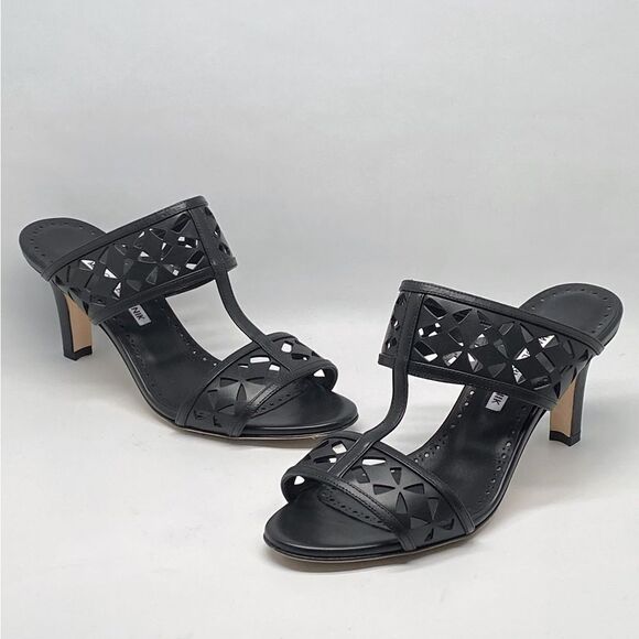 Manolo Blahnik Sophocles Perforated Mules size 37 - Picture 8 of 12